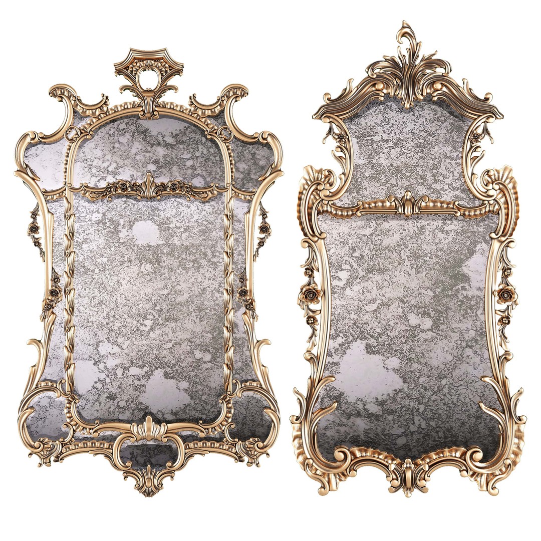 George 2 Mirror Set 3D Model – Classical Rococo Furniture, FBX - View 3