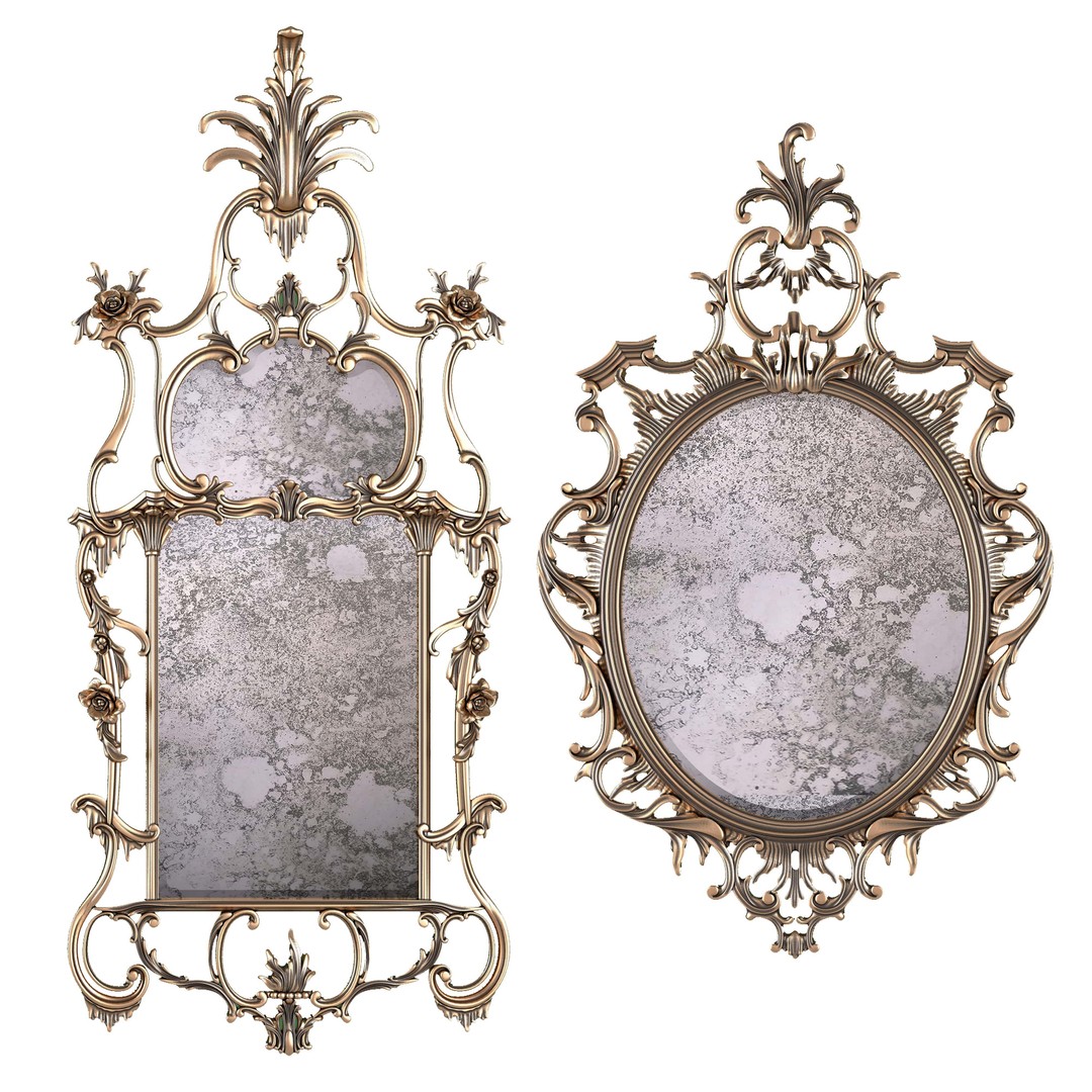 George 2 Mirror Set 3D Model – Classical Rococo Furniture, FBX - View 4