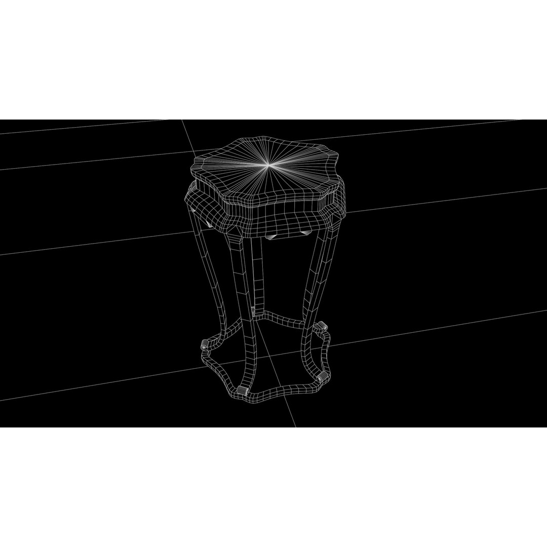 Antique Chinese Wooden End Table 3D Model – Low Poly PBR Asset, FBX & OBJ