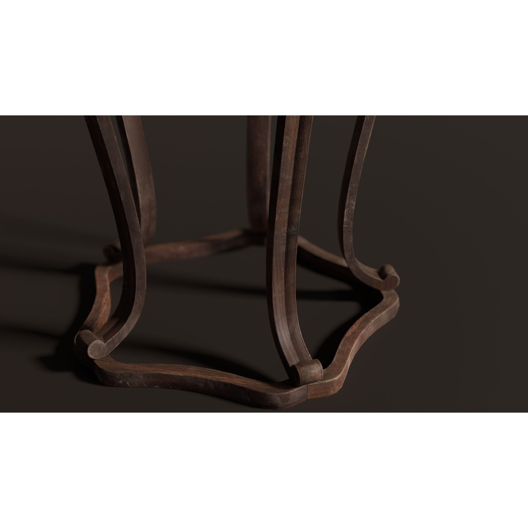 Antique Chinese Wooden End Table 3D Model – Low Poly PBR Asset, FBX & OBJ - View 5