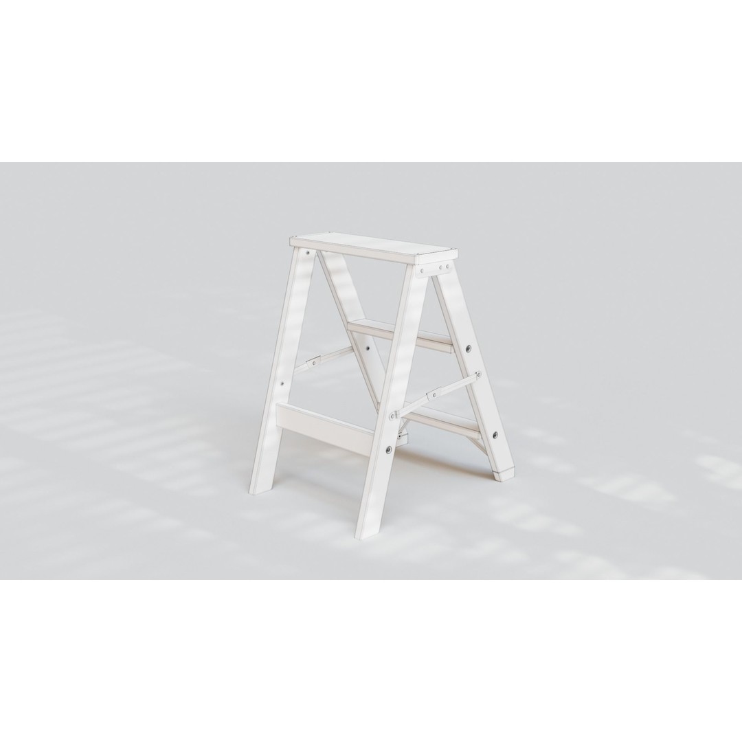 Wooden Step Ladder 3D Model – Low Poly PBR Game Asset, FBX, OBJ - View 10