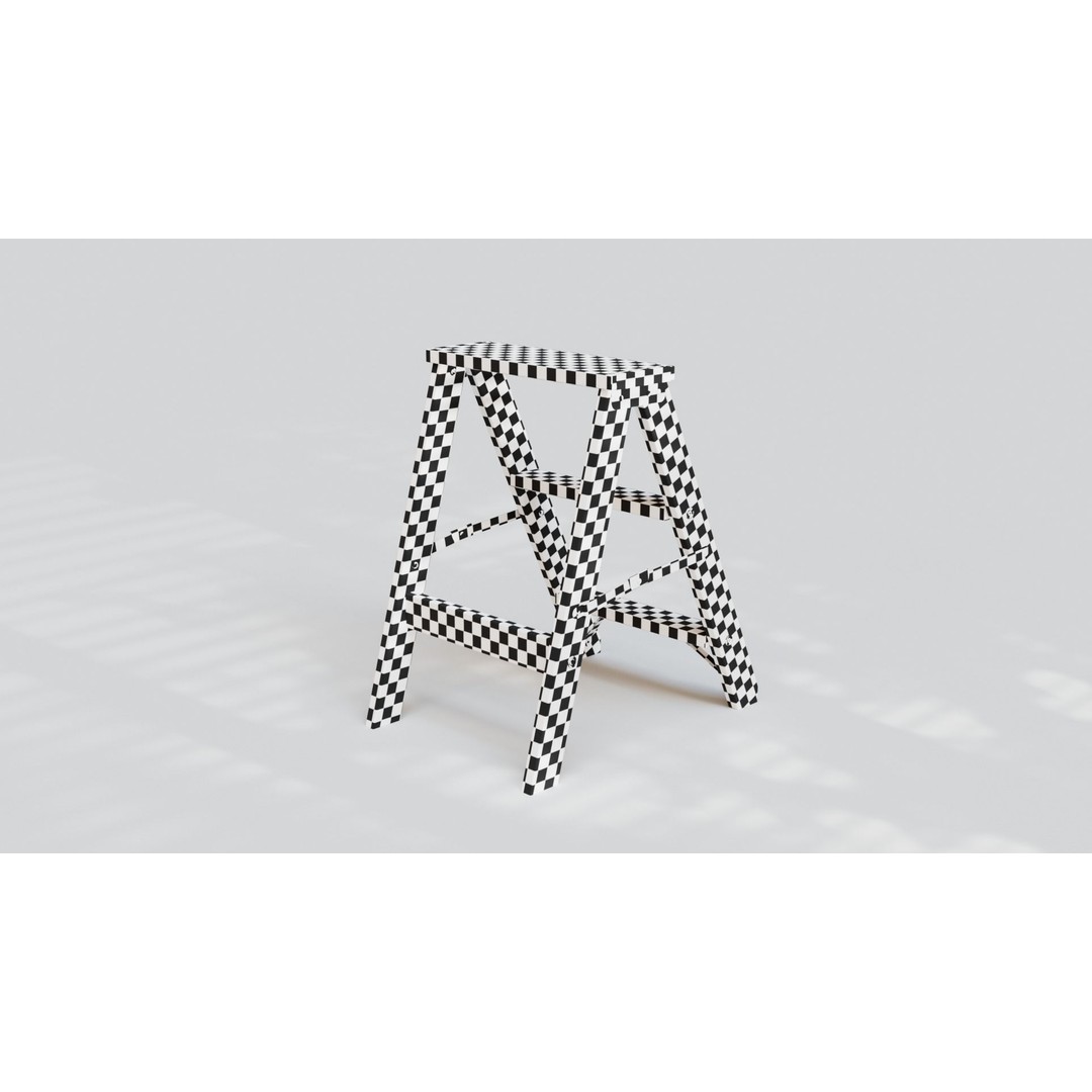 Wooden Step Ladder 3D Model – Low Poly PBR Game Asset, FBX, OBJ - View 11