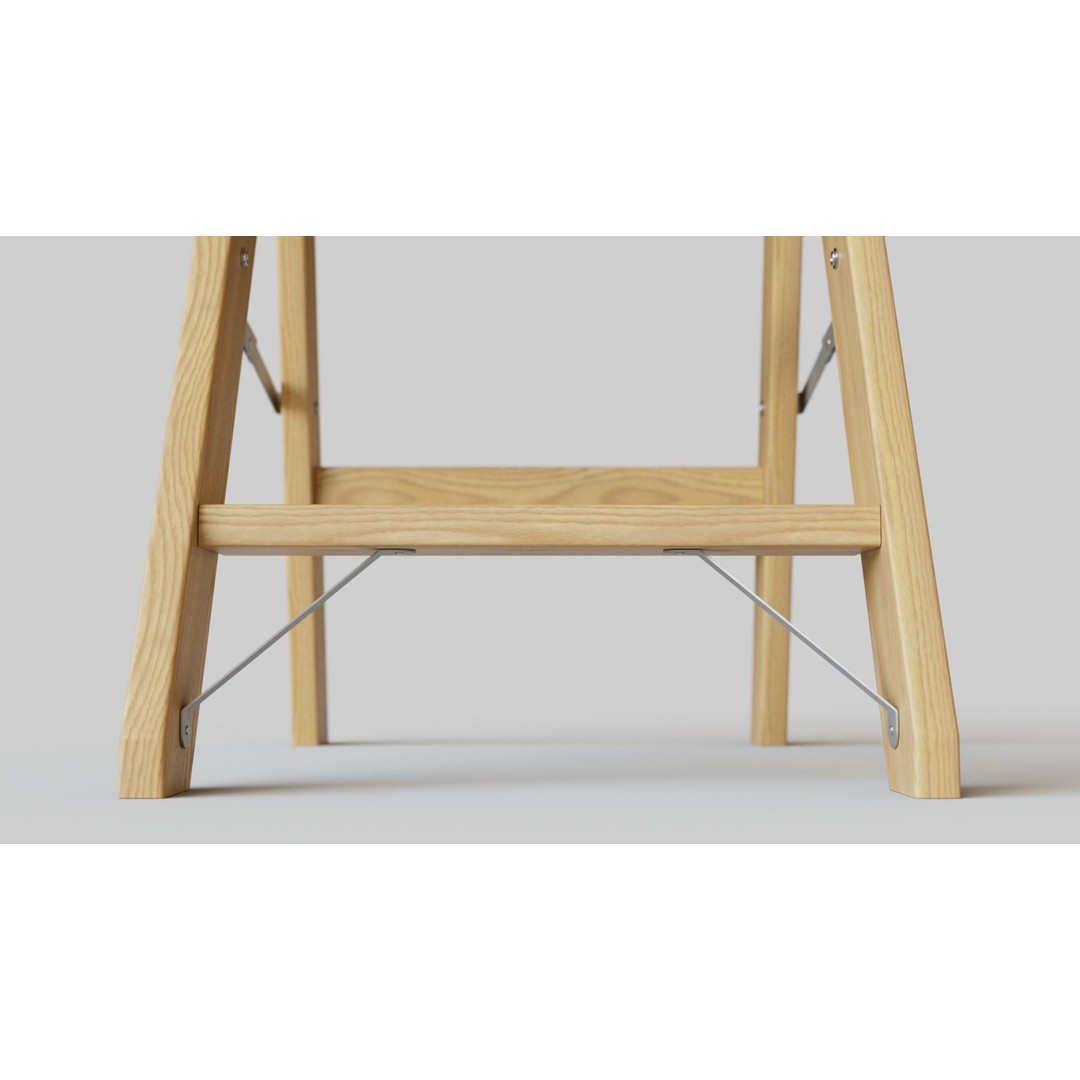 Wooden Step Ladder 3D Model – Low Poly PBR Game Asset, FBX, OBJ - View 5