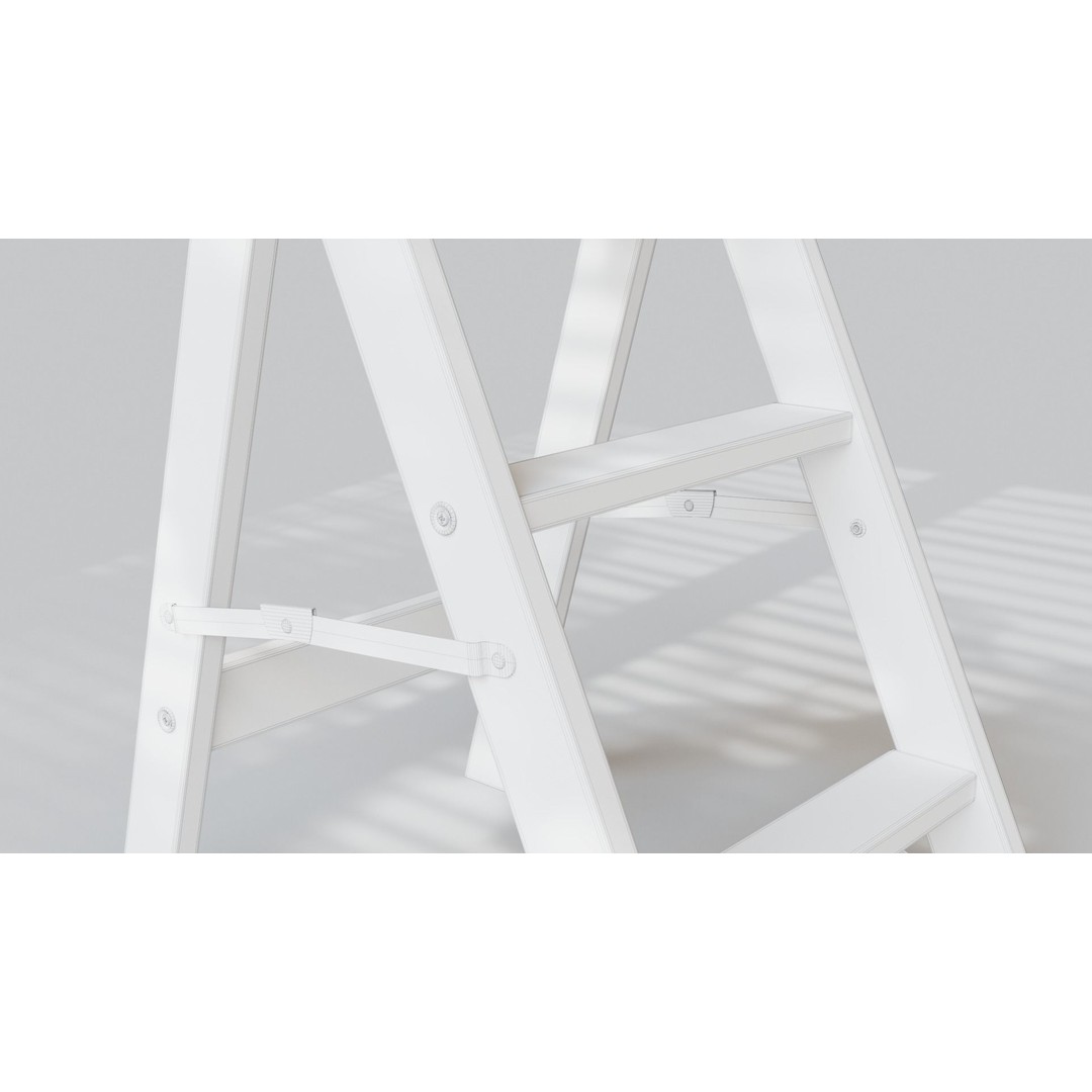 Wooden Step Ladder 3D Model – Low Poly PBR Game Asset, FBX, OBJ - View 8
