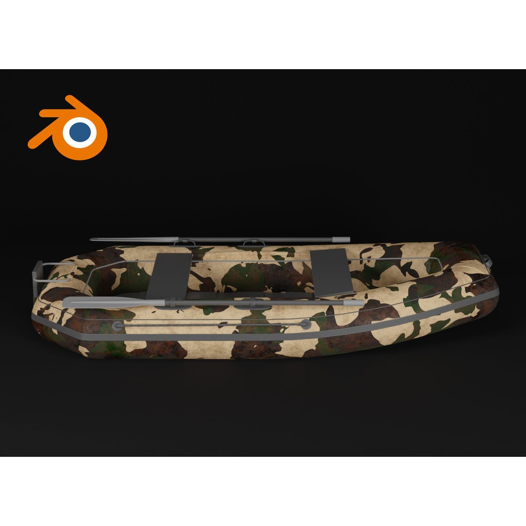 Inflatable Military Boat 3D Model – High Poly PBR Watercraft, Blender