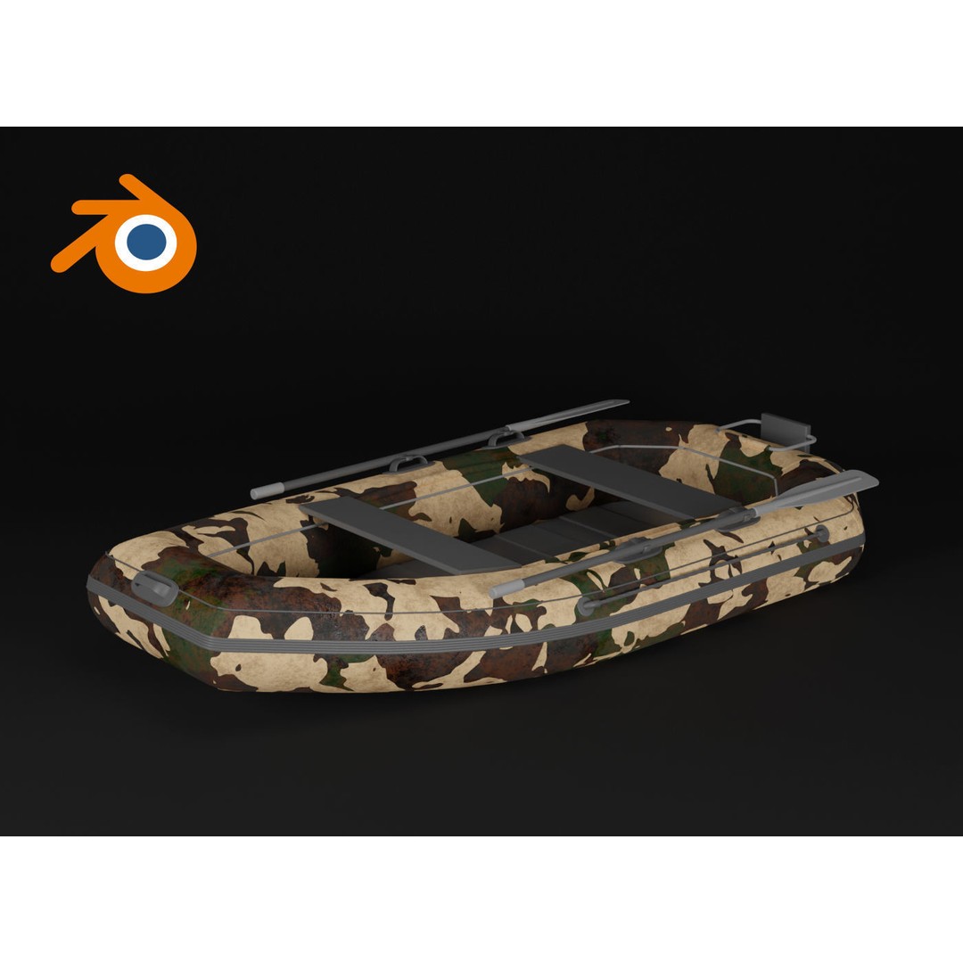 Inflatable Military Boat 3D Model – High Poly PBR Watercraft, Blender - View 14
