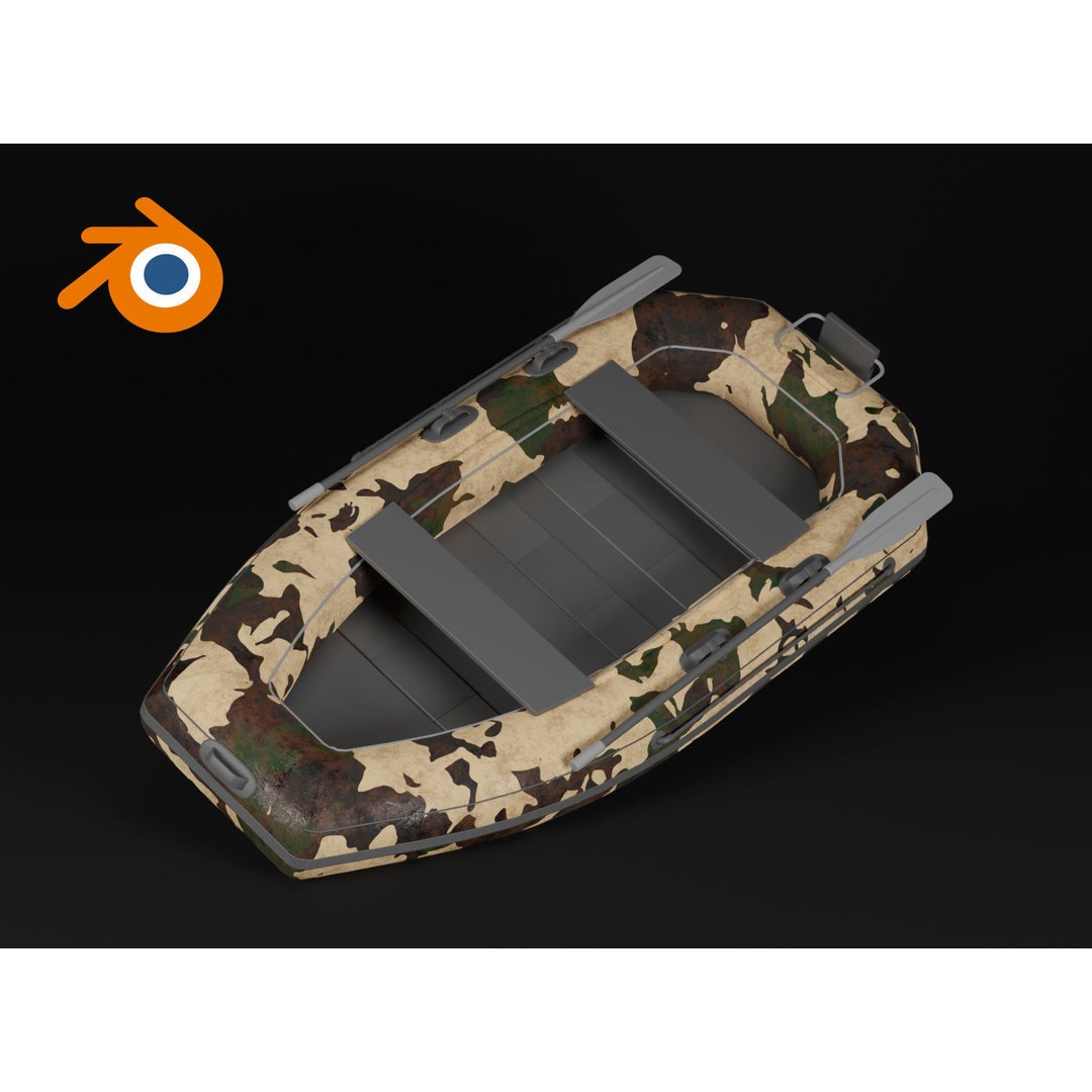 Inflatable Military Boat 3D Model – High Poly PBR Watercraft, Blender - View 15