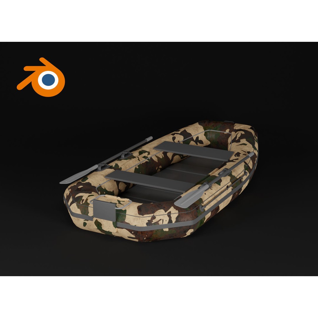 Inflatable Military Boat 3D Model – High Poly PBR Watercraft, Blender - View 5
