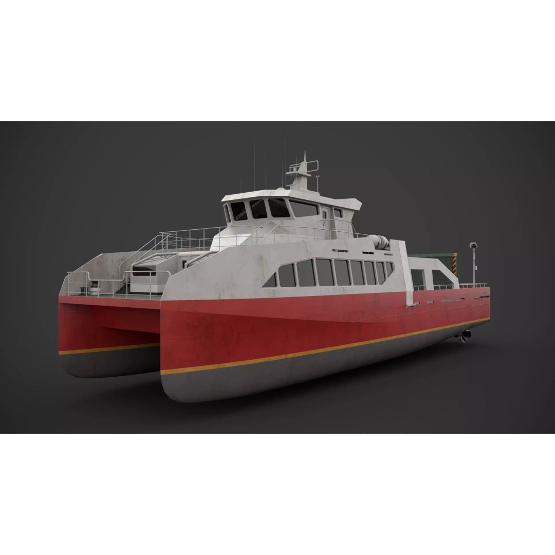 Cargo Ferry 3D Model – Low Poly Industrial Watercraft, FBX, PBR - View 5