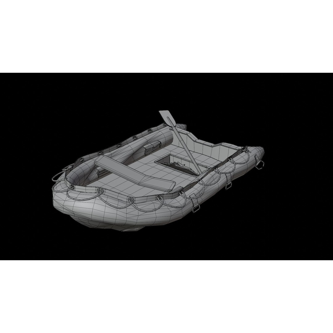Broken Inflatable Boat 3D Model – Low Poly PBR Game Asset, FBX