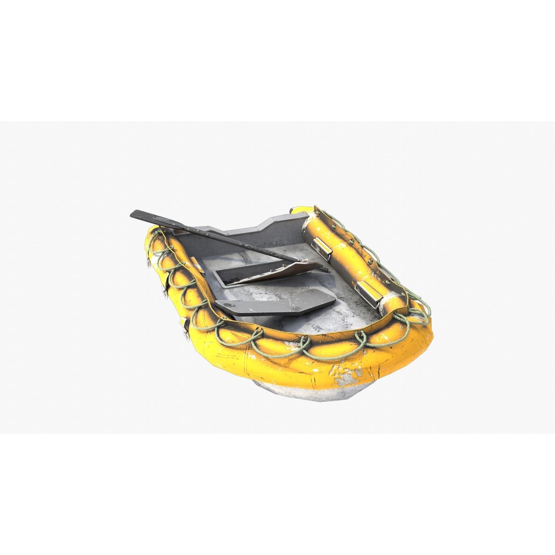 Broken Inflatable Boat 3D Model – Low Poly PBR Game Asset, FBX - View 10