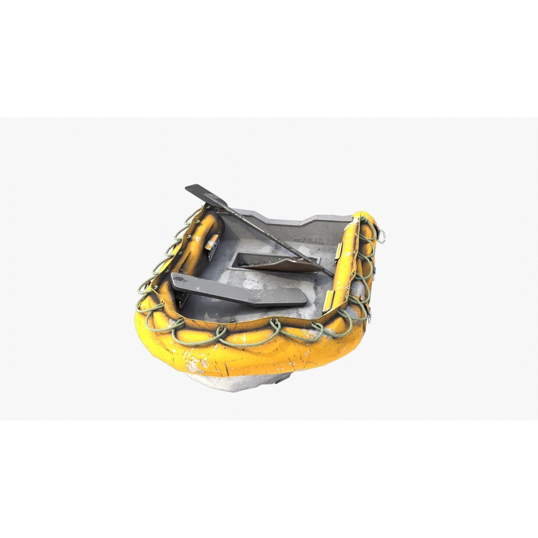 Broken Inflatable Boat 3D Model – Low Poly PBR Game Asset, FBX - View 11