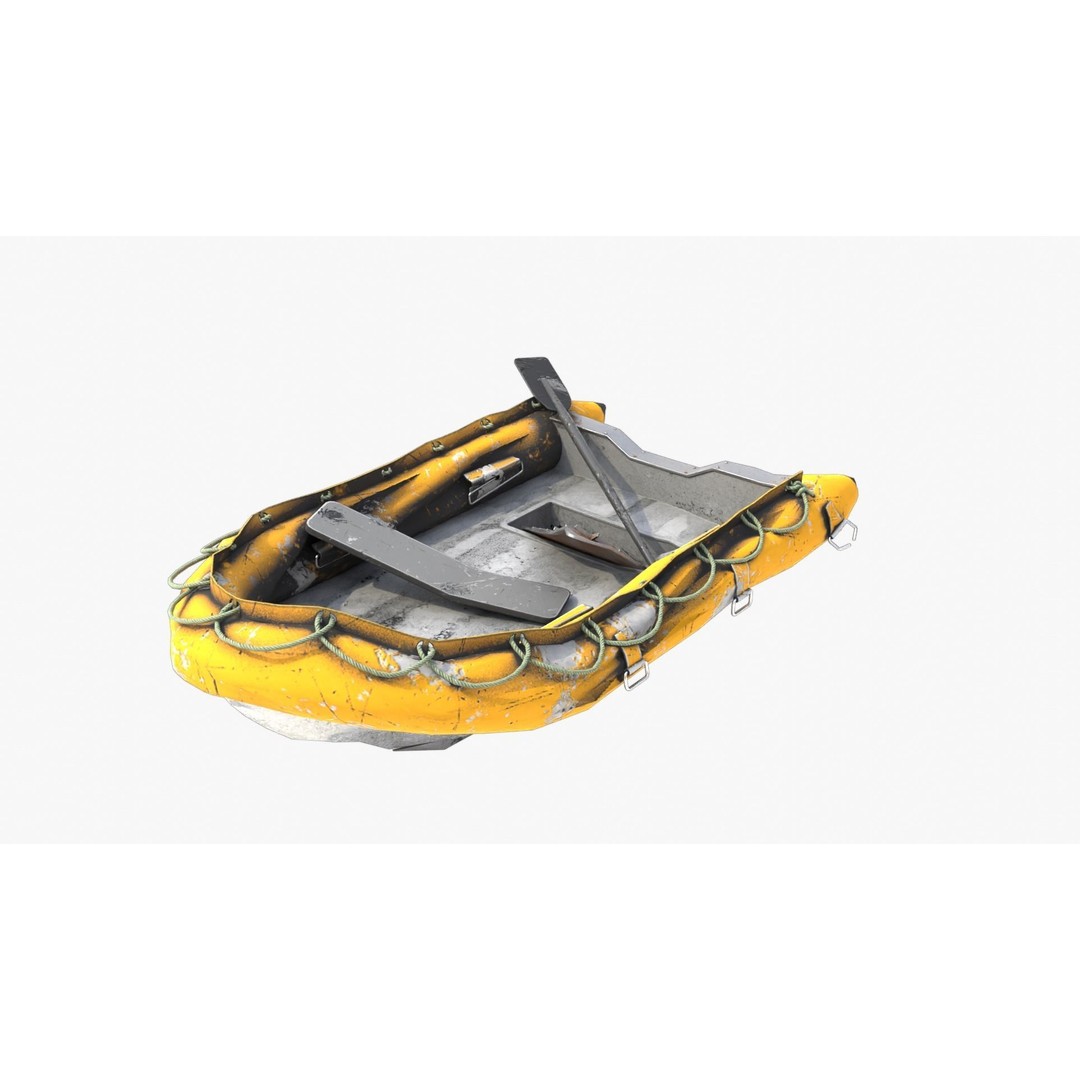 Broken Inflatable Boat 3D Model – Low Poly PBR Game Asset, FBX - View 12