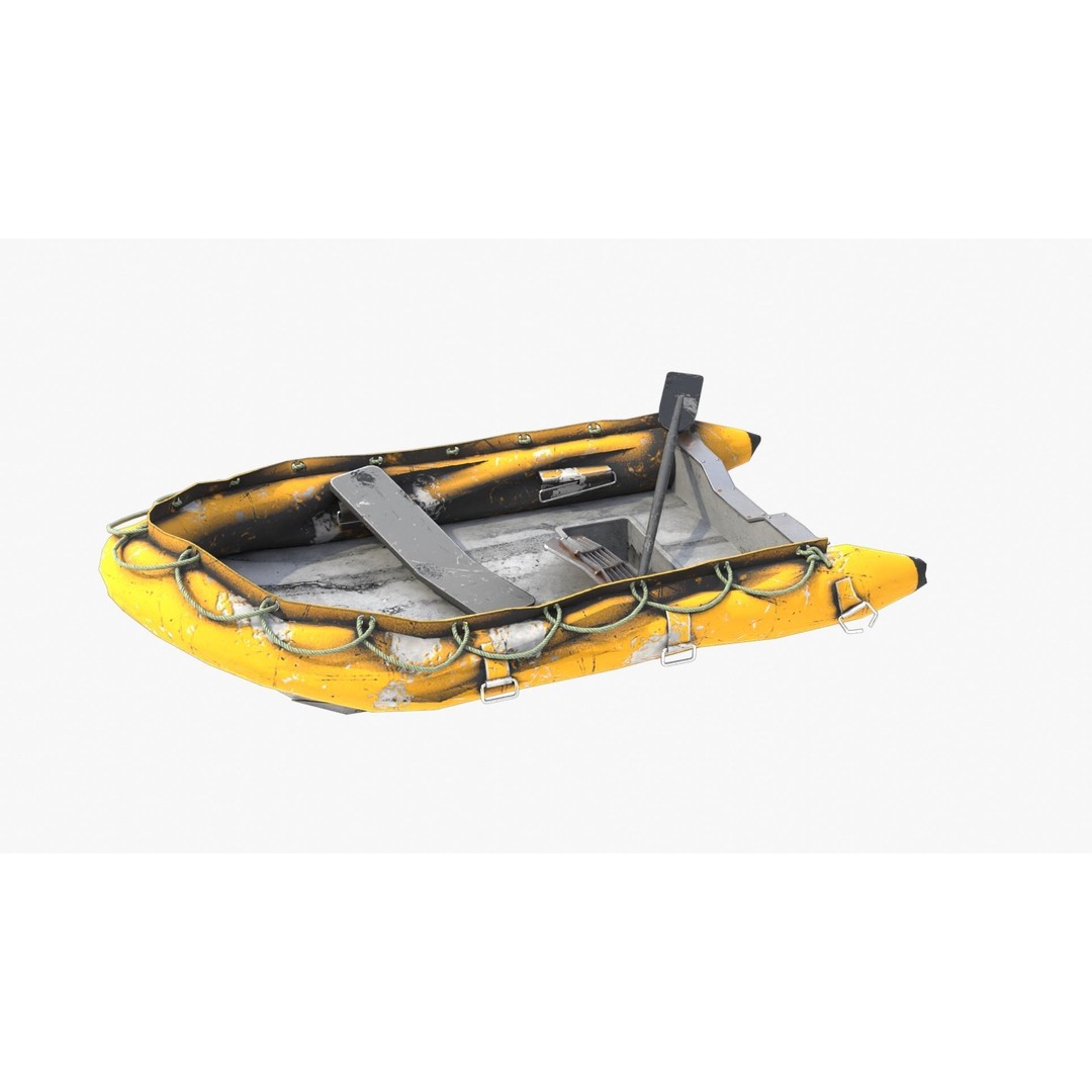 Broken Inflatable Boat 3D Model – Low Poly PBR Game Asset, FBX - View 13