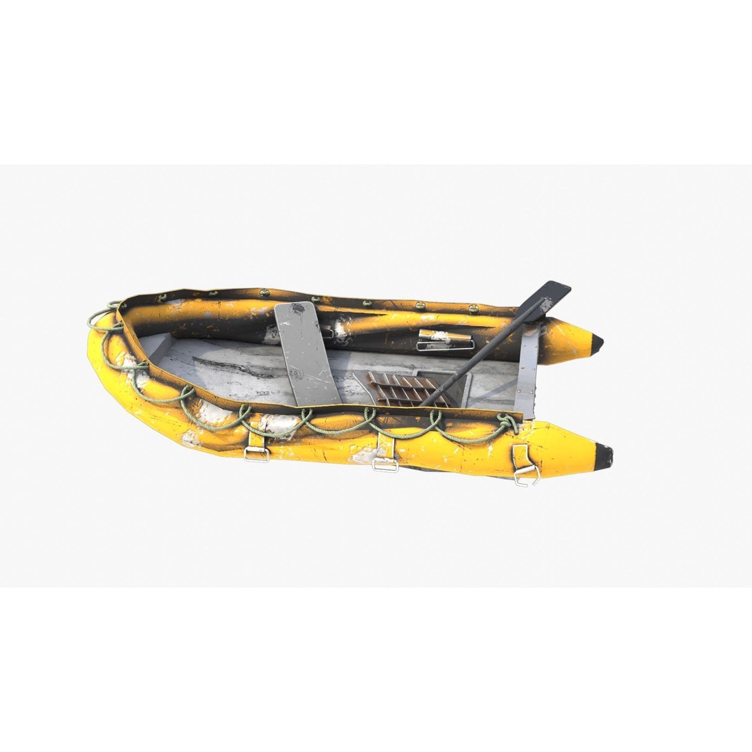 Broken Inflatable Boat 3D Model – Low Poly PBR Game Asset, FBX - View 14