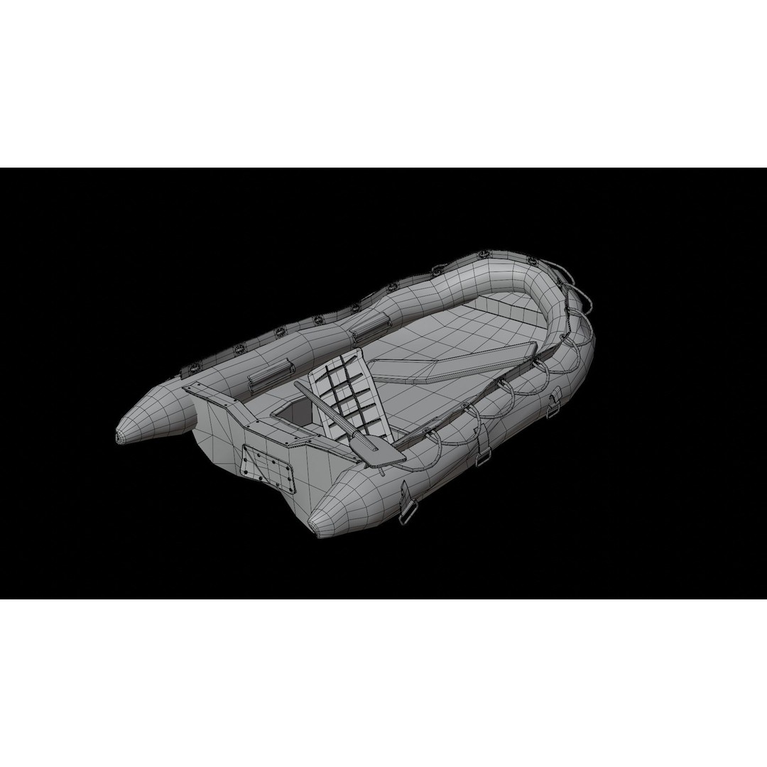 Broken Inflatable Boat 3D Model – Low Poly PBR Game Asset, FBX - View 17