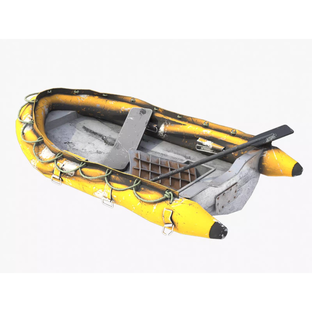 Broken Inflatable Boat 3D Model – Low Poly PBR Game Asset, FBX - View 2