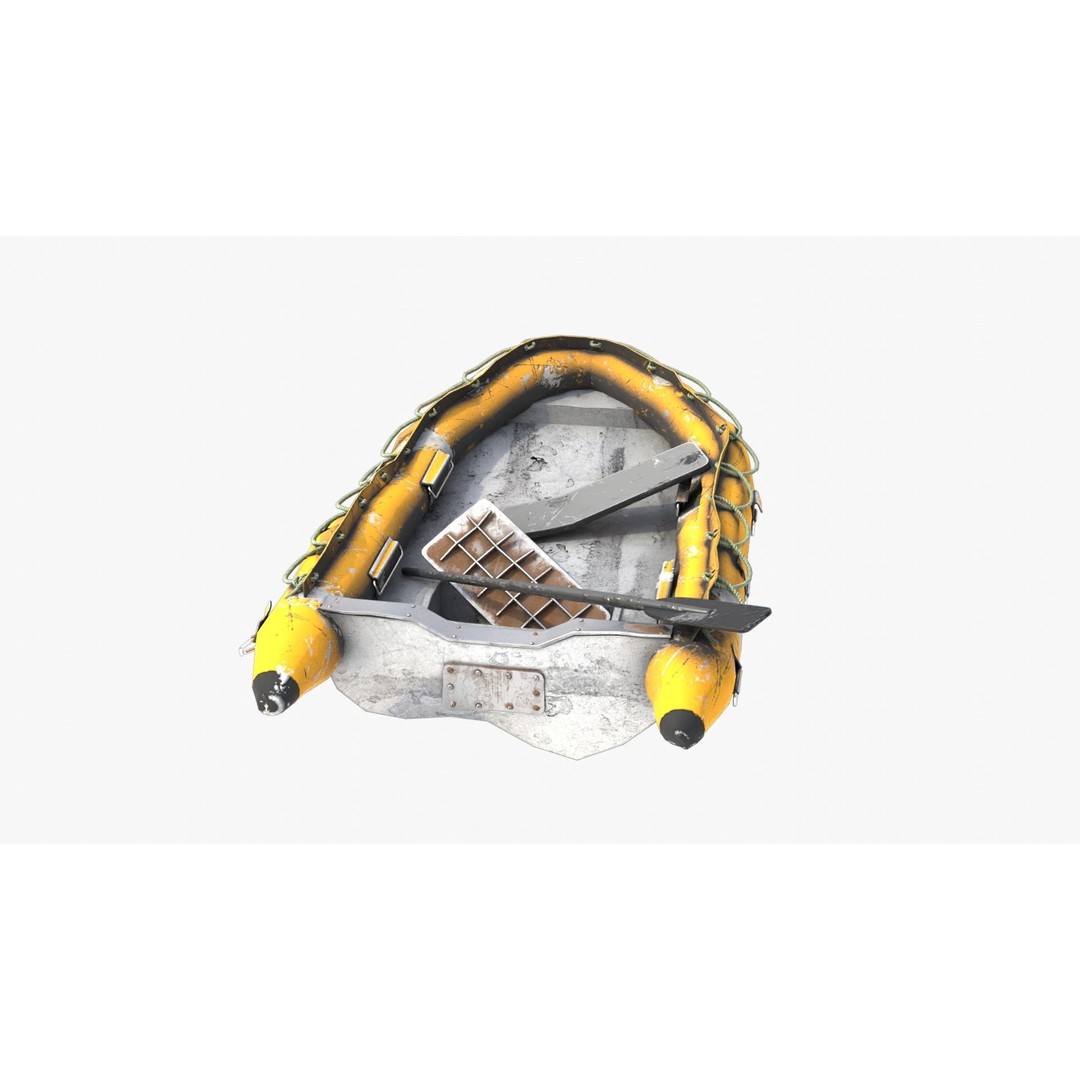 Broken Inflatable Boat 3D Model – Low Poly PBR Game Asset, FBX - View 5