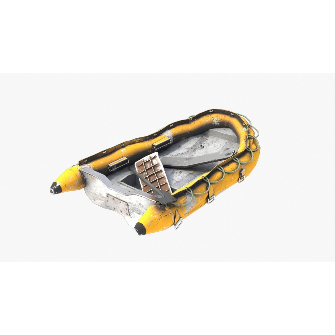 Broken Inflatable Boat 3D Model – Low Poly PBR Game Asset, FBX - View 6