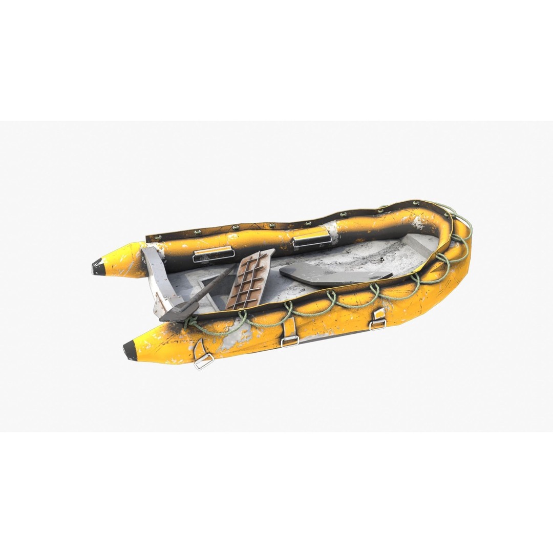 Broken Inflatable Boat 3D Model – Low Poly PBR Game Asset, FBX - View 7