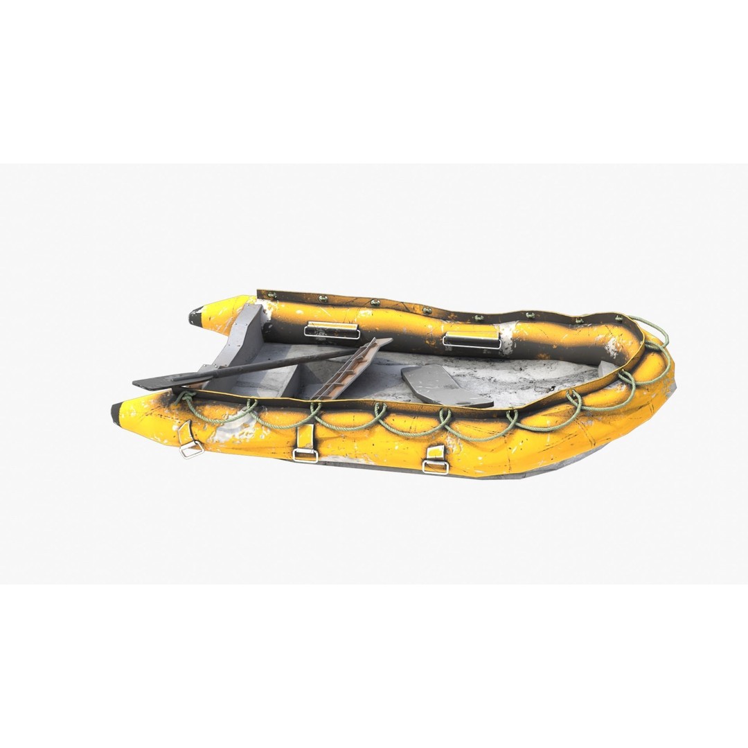 Broken Inflatable Boat 3D Model – Low Poly PBR Game Asset, FBX - View 8