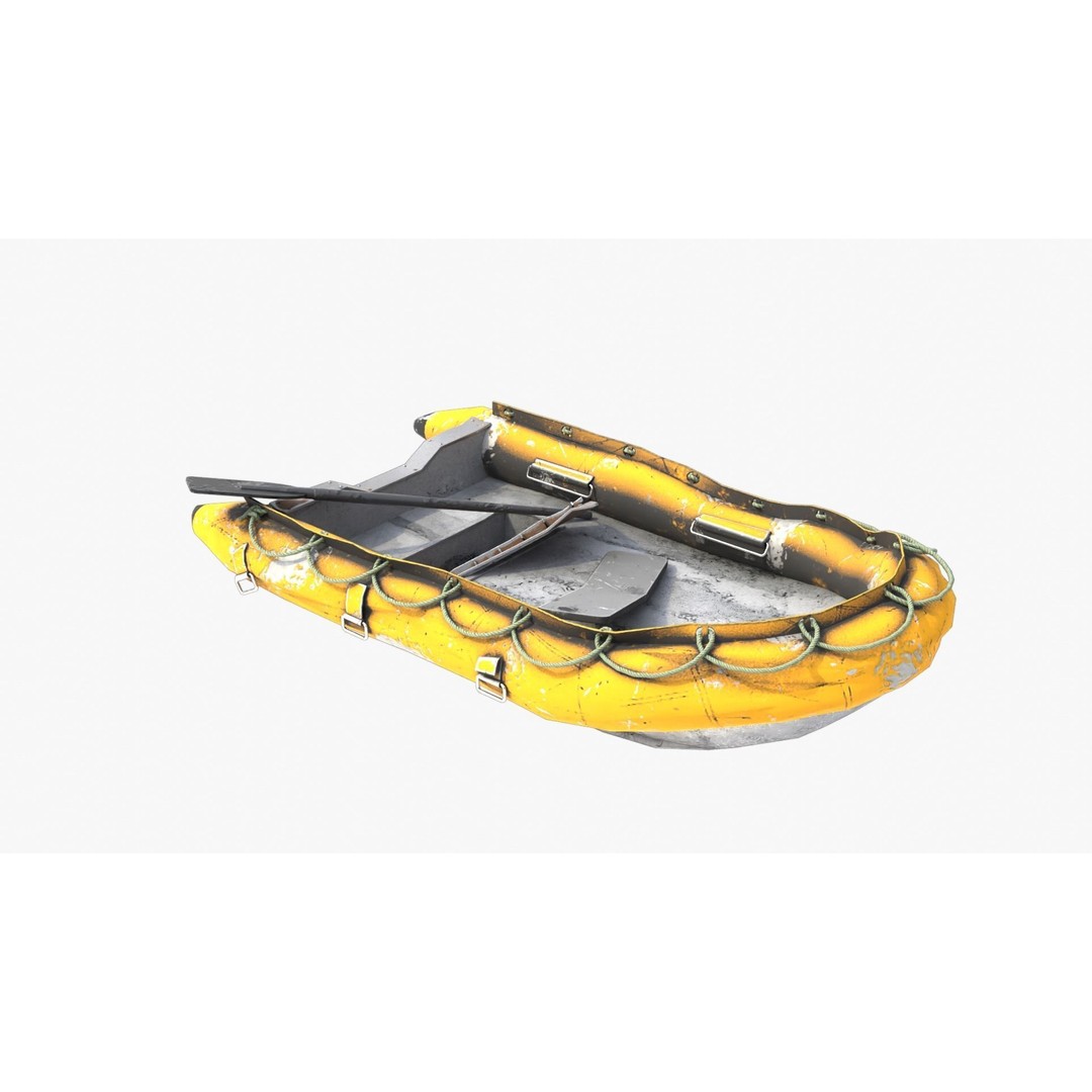 Broken Inflatable Boat 3D Model – Low Poly PBR Game Asset, FBX - View 9