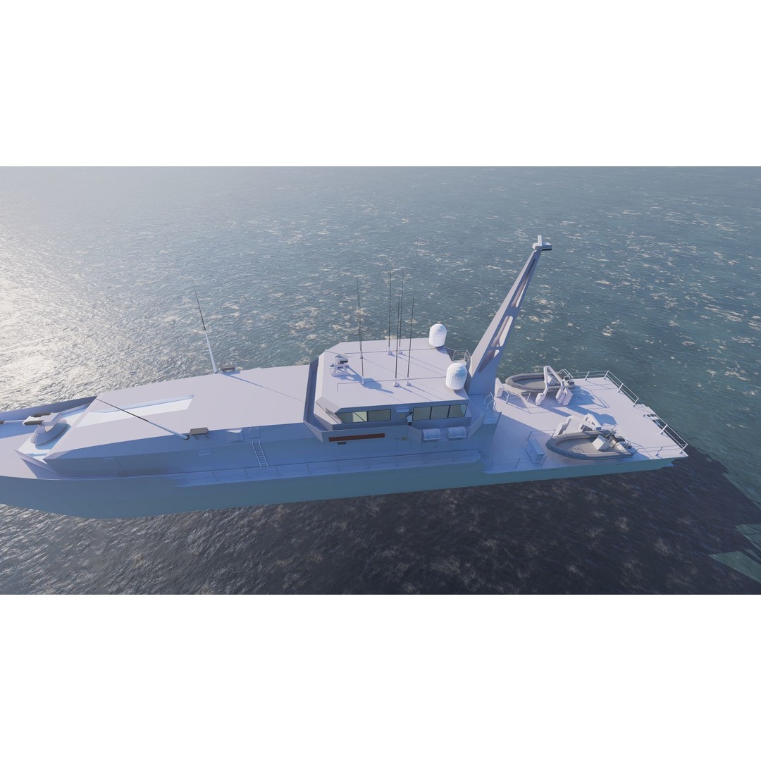 Frigate 3D Model – Military Warship with Rigging and PBR Textures