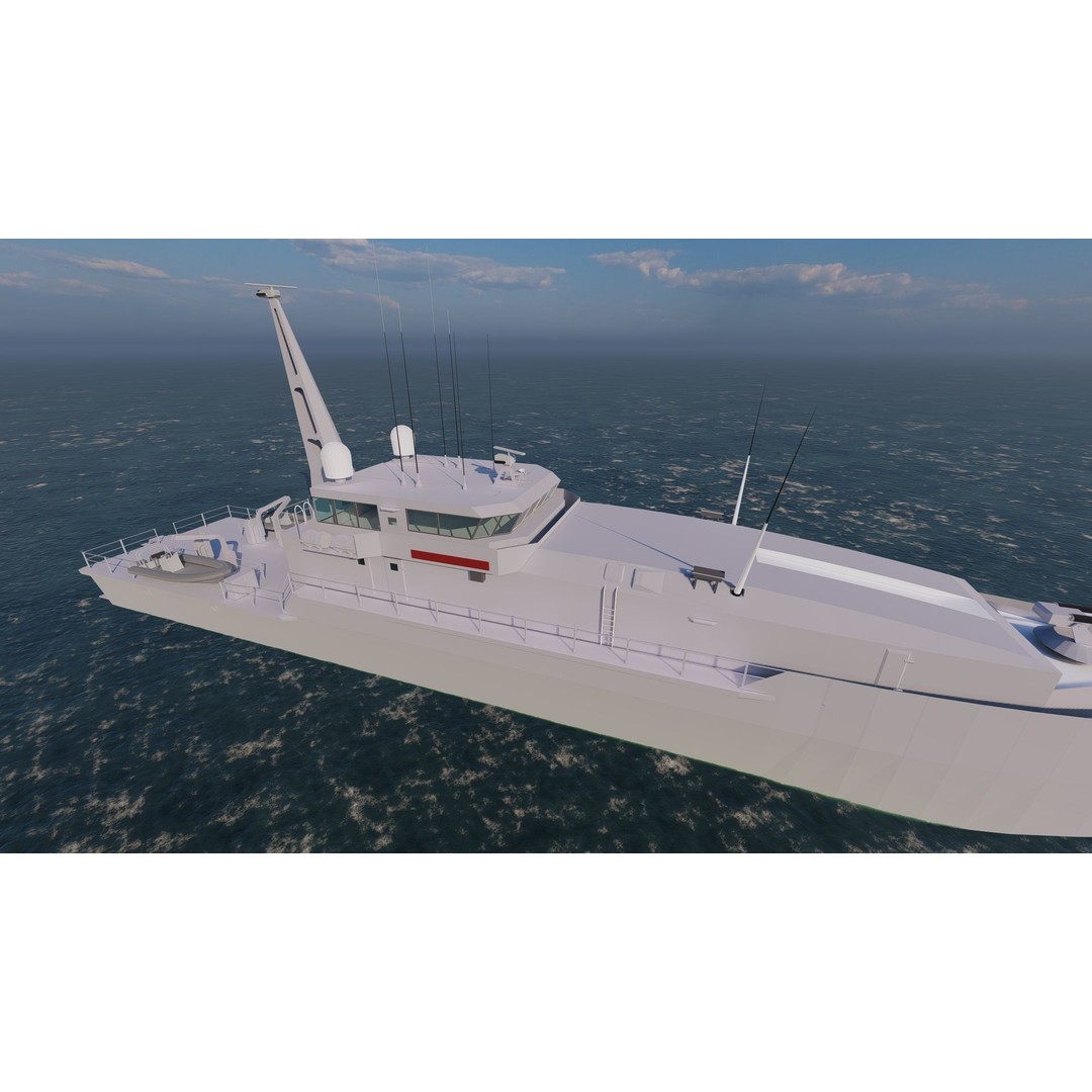 Frigate 3D Model – Military Warship with Rigging and PBR Textures - View 11
