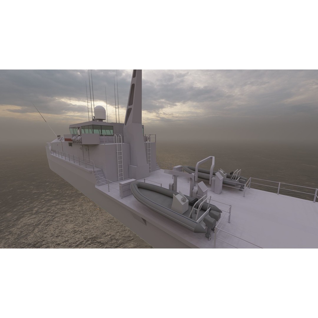 Frigate 3D Model – Military Warship with Rigging and PBR Textures - View 12