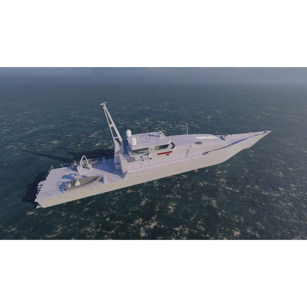 Frigate 3D Model – Military Warship with Rigging and PBR Textures - View 2