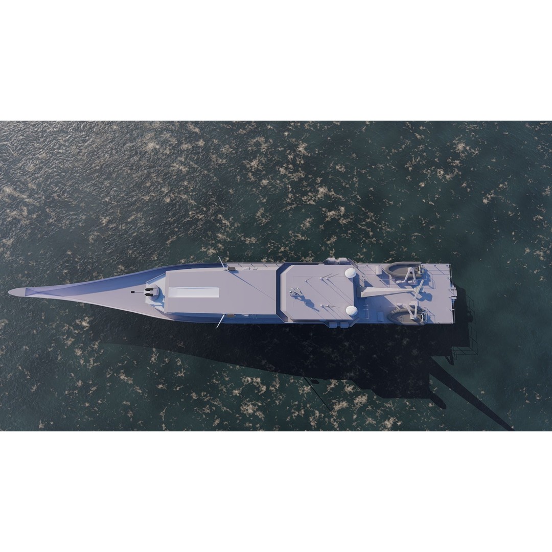 Frigate 3D Model – Military Warship with Rigging and PBR Textures - View 3