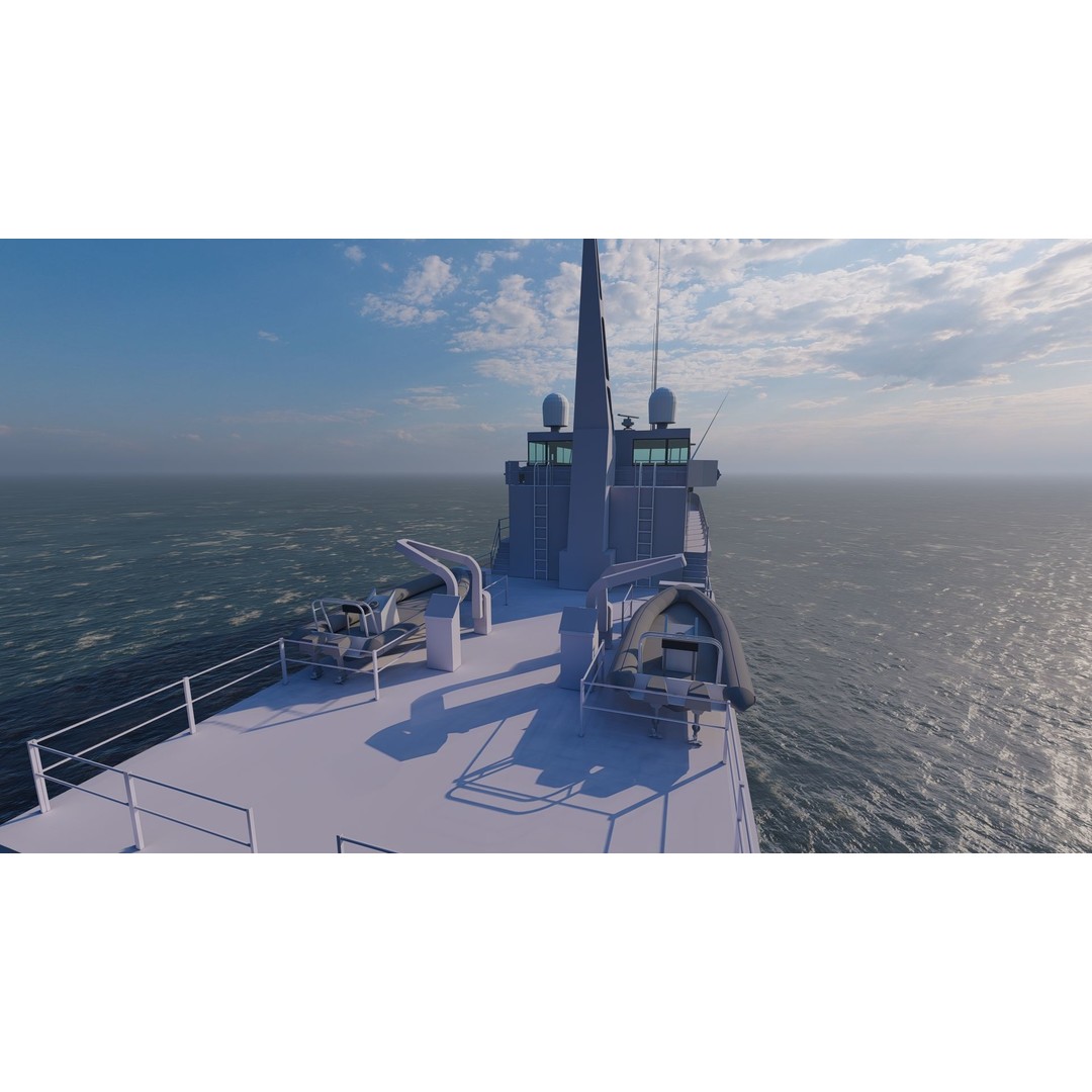 Frigate 3D Model – Military Warship with Rigging and PBR Textures - View 7