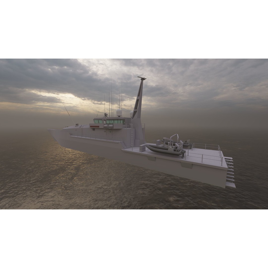 Frigate 3D Model – Military Warship with Rigging and PBR Textures - View 8