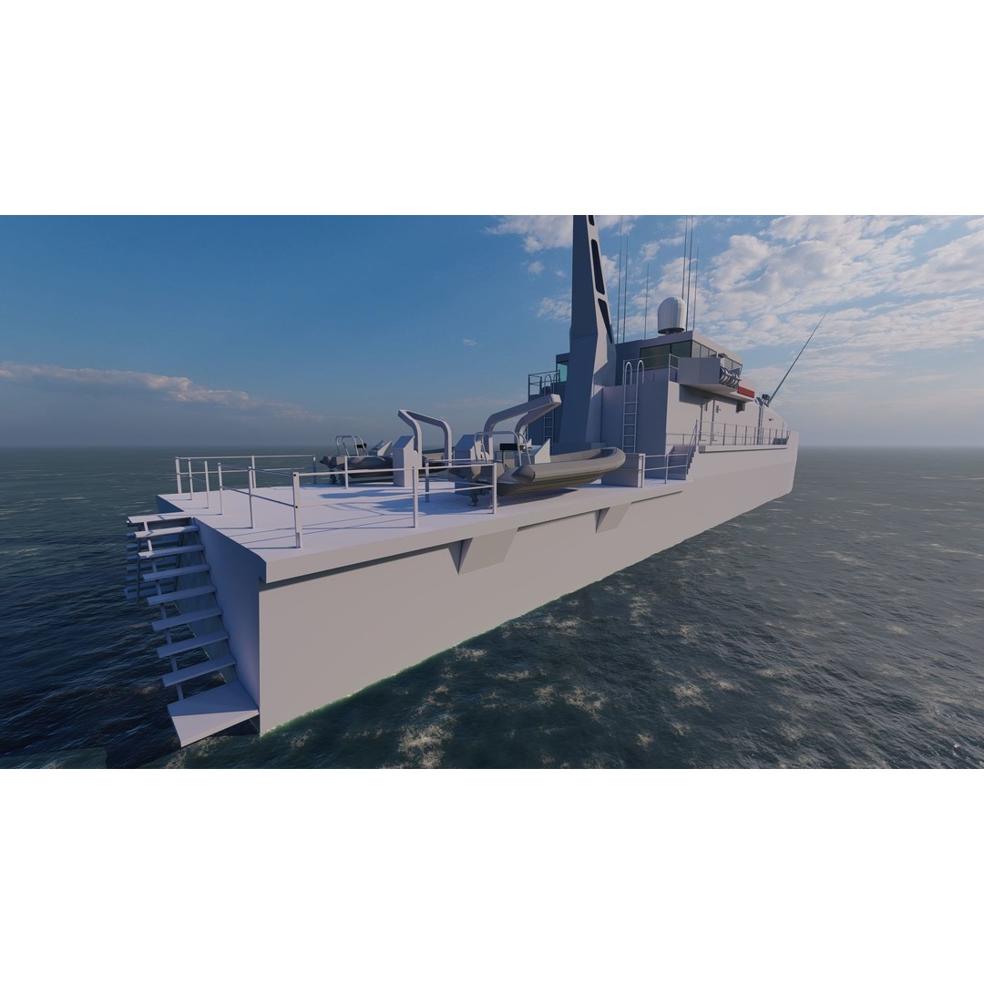 Frigate 3D Model – Military Warship with Rigging and PBR Textures - View 9