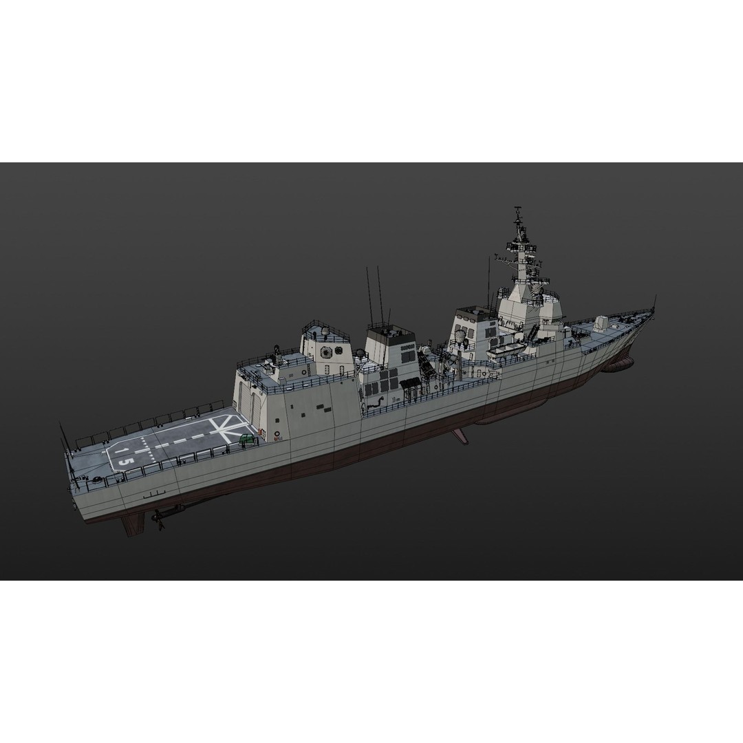 JMSDF Akizuki Class Destroyer 3D Model – PBR Military Watercraft, Blender, FBX