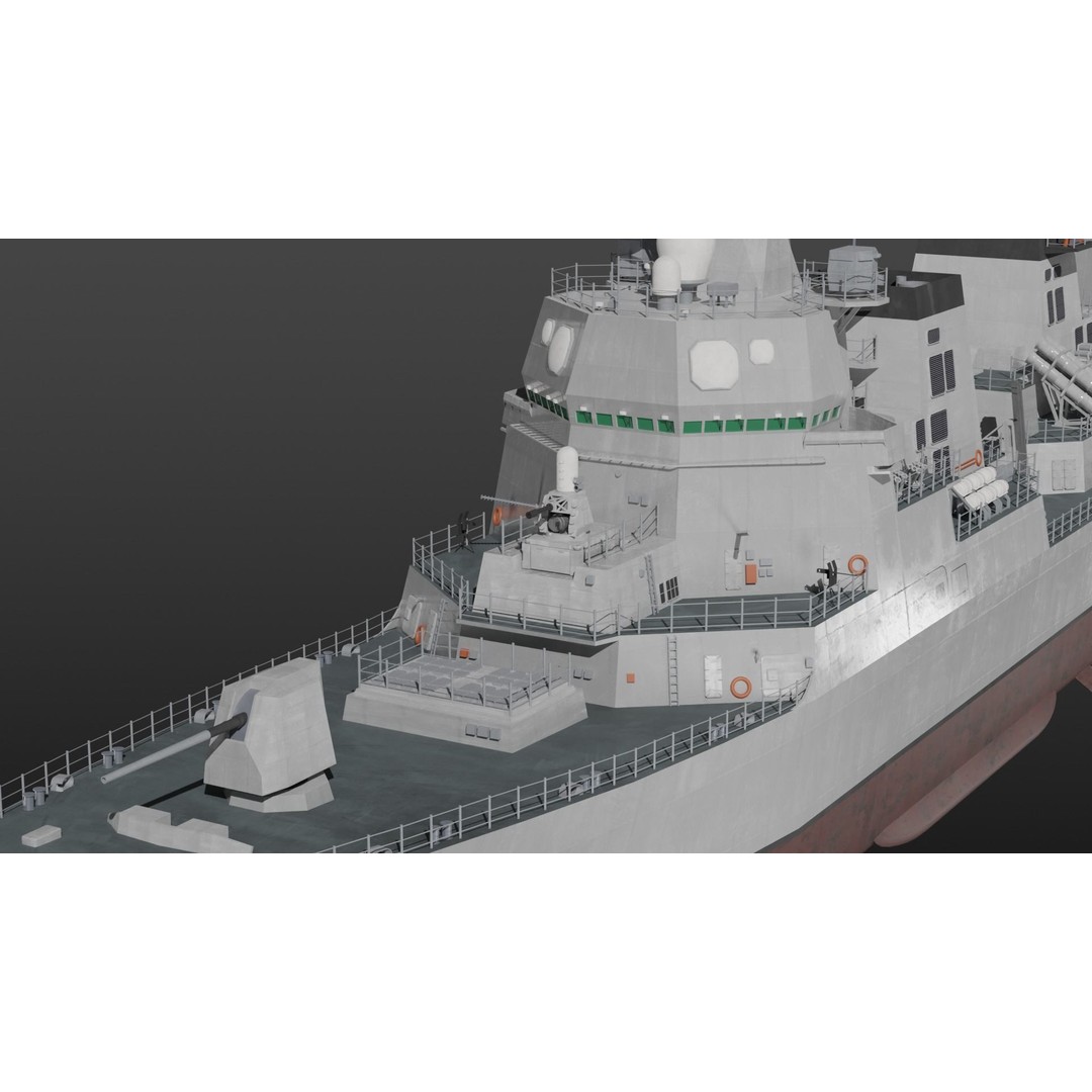 JMSDF Akizuki Class Destroyer 3D Model – PBR Military Watercraft, Blender, FBX - View 10