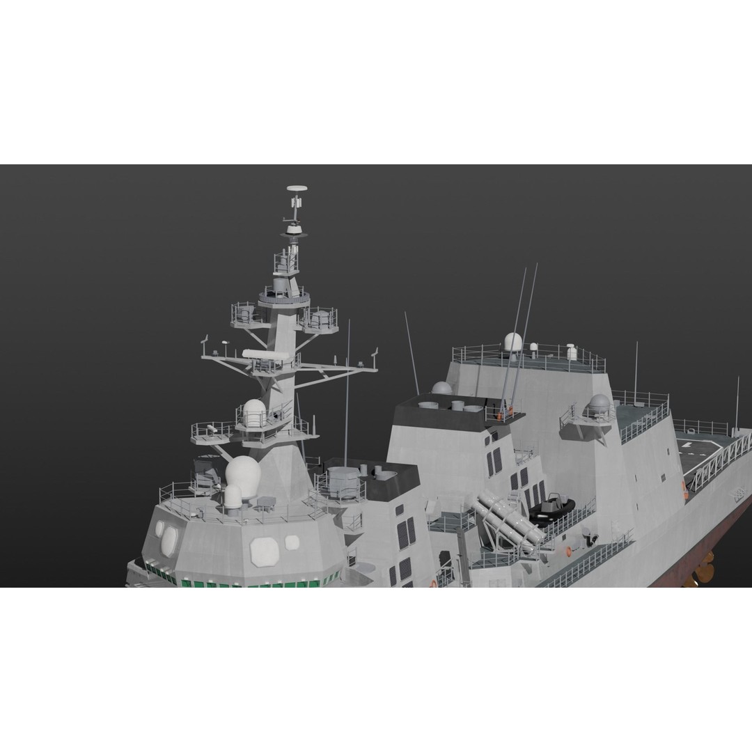 JMSDF Akizuki Class Destroyer 3D Model – PBR Military Watercraft, Blender, FBX - View 13