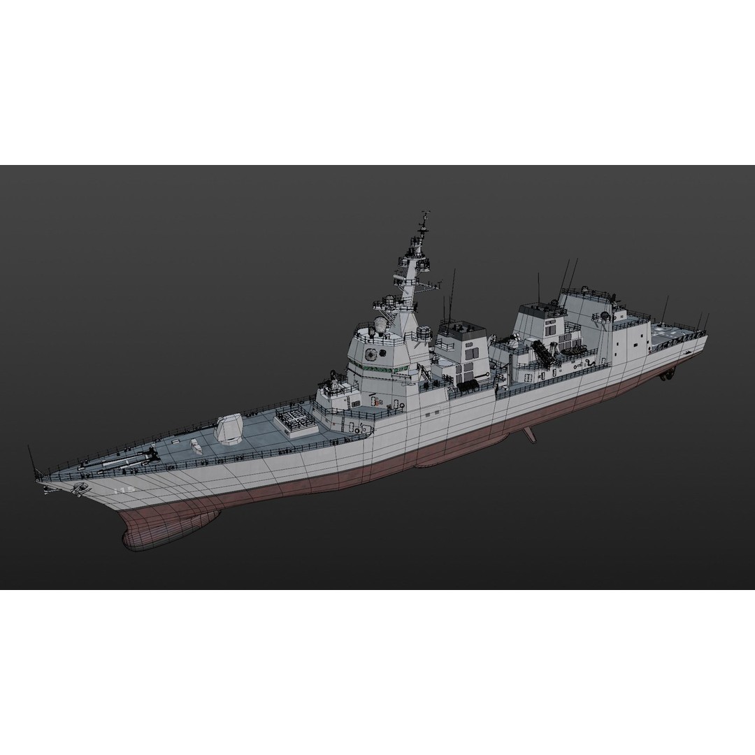 JMSDF Akizuki Class Destroyer 3D Model – PBR Military Watercraft, Blender, FBX - View 14