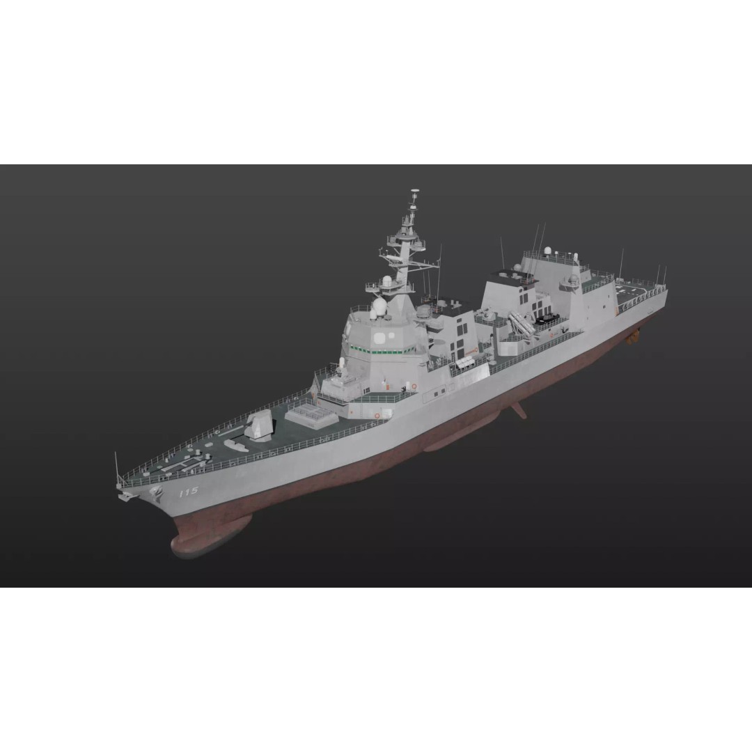 JMSDF Akizuki Class Destroyer 3D Model – PBR Military Watercraft, Blender, FBX - View 2