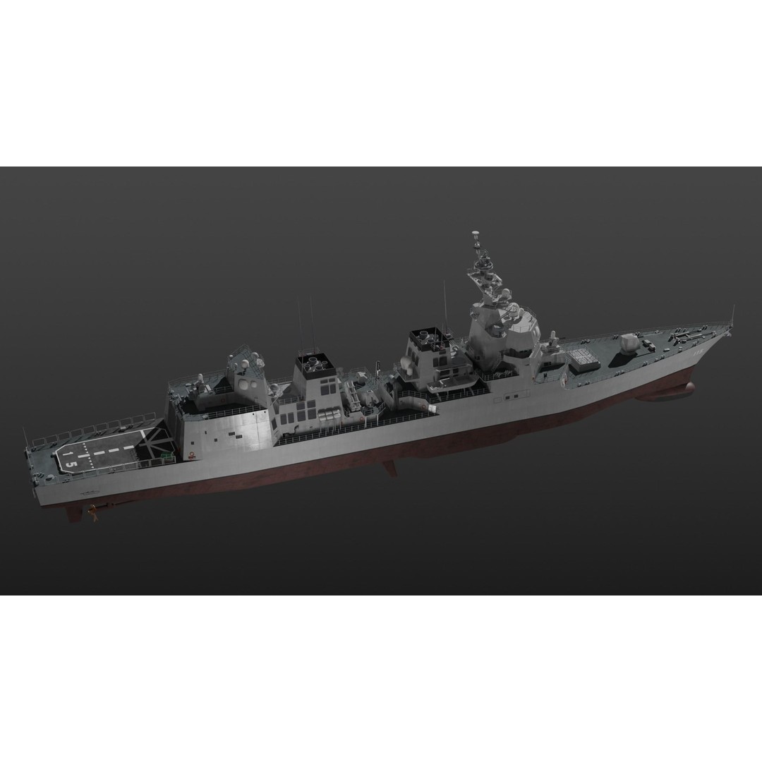 JMSDF Akizuki Class Destroyer 3D Model – PBR Military Watercraft, Blender, FBX - View 5
