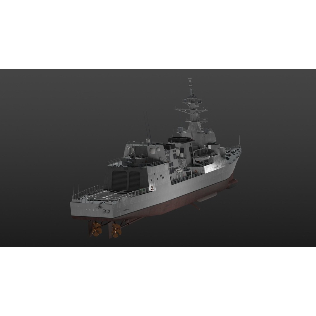 JMSDF Akizuki Class Destroyer 3D Model – PBR Military Watercraft, Blender, FBX - View 6