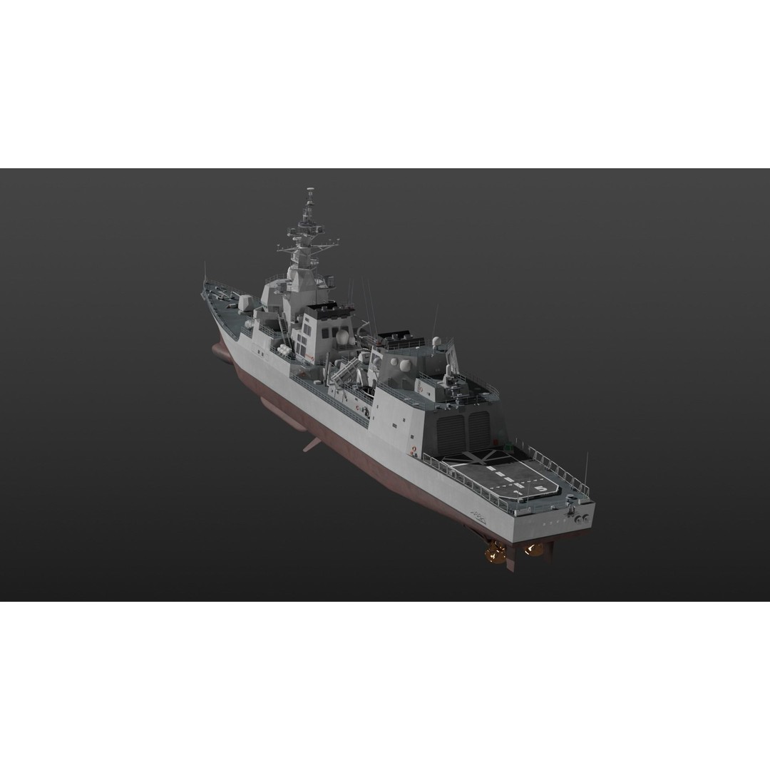 JMSDF Akizuki Class Destroyer 3D Model – PBR Military Watercraft, Blender, FBX - View 7