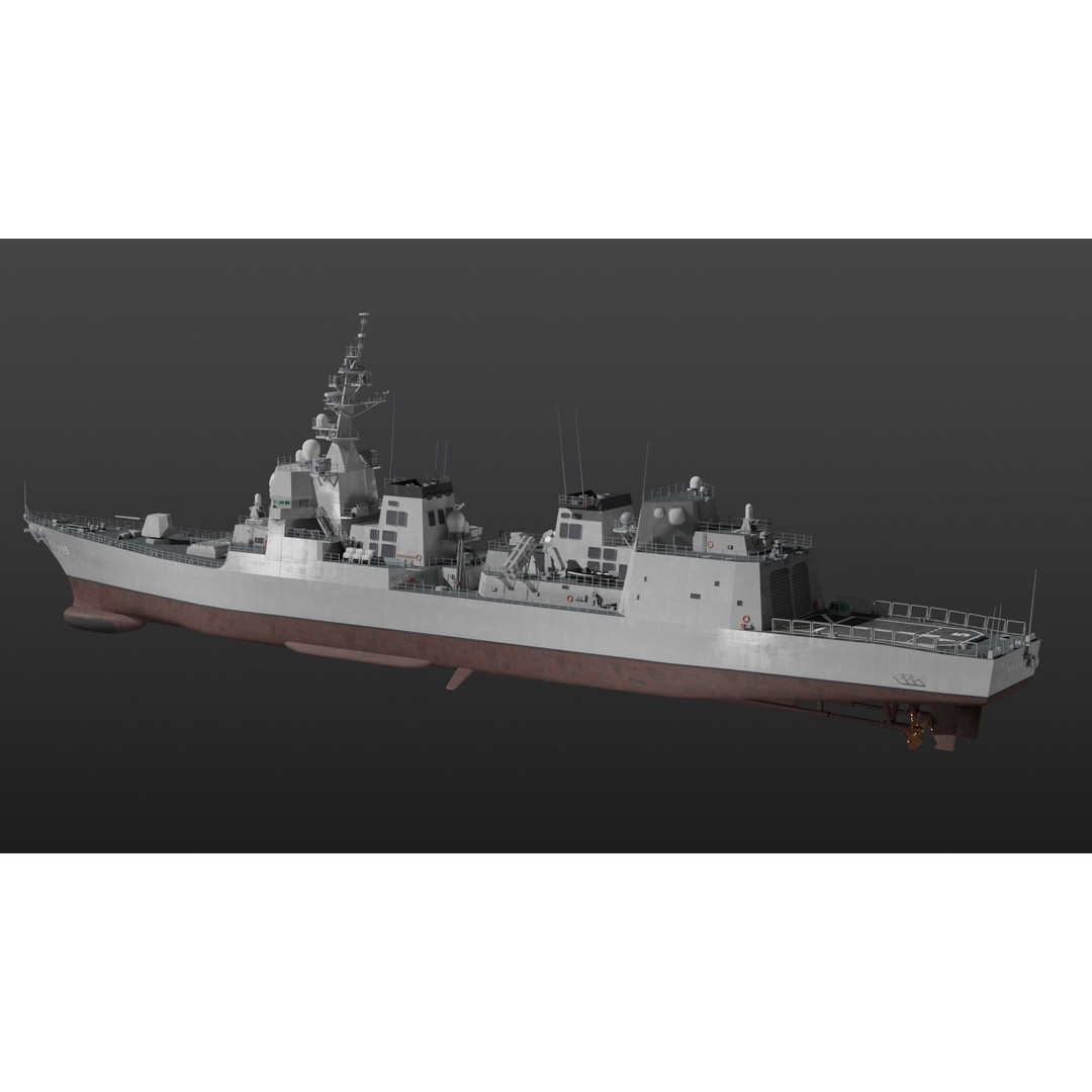 JMSDF Akizuki Class Destroyer 3D Model – PBR Military Watercraft, Blender, FBX - View 8