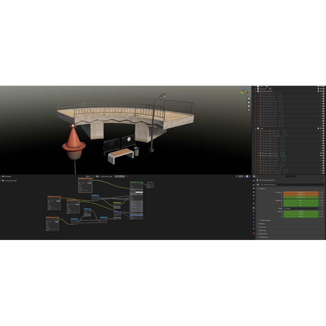 Concrete Pier 3D Model – Low Poly Bridge Asset for Marina, FBX