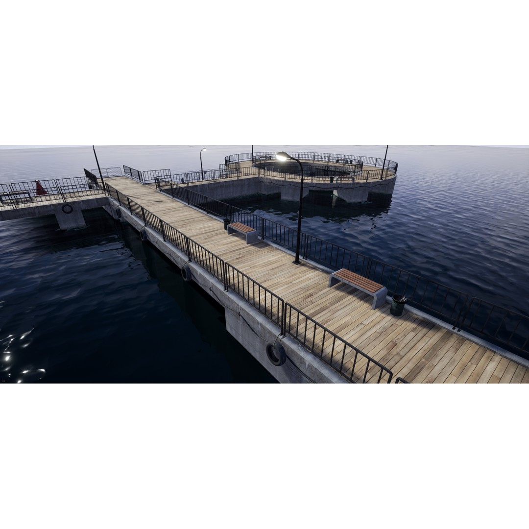Concrete Pier 3D Model – Low Poly Bridge Asset for Marina, FBX - View 10