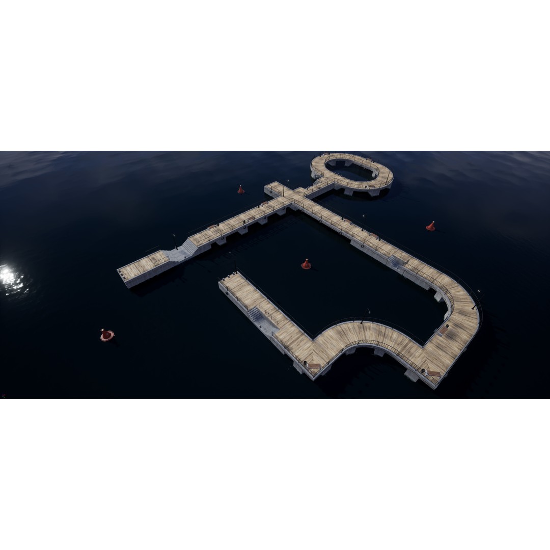 Concrete Pier 3D Model – Low Poly Bridge Asset for Marina, FBX - View 11