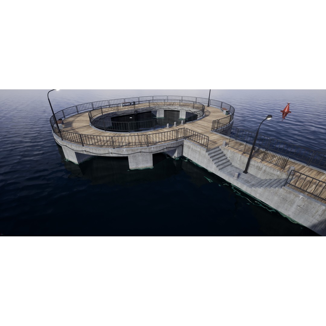 Concrete Pier 3D Model – Low Poly Bridge Asset for Marina, FBX - View 12