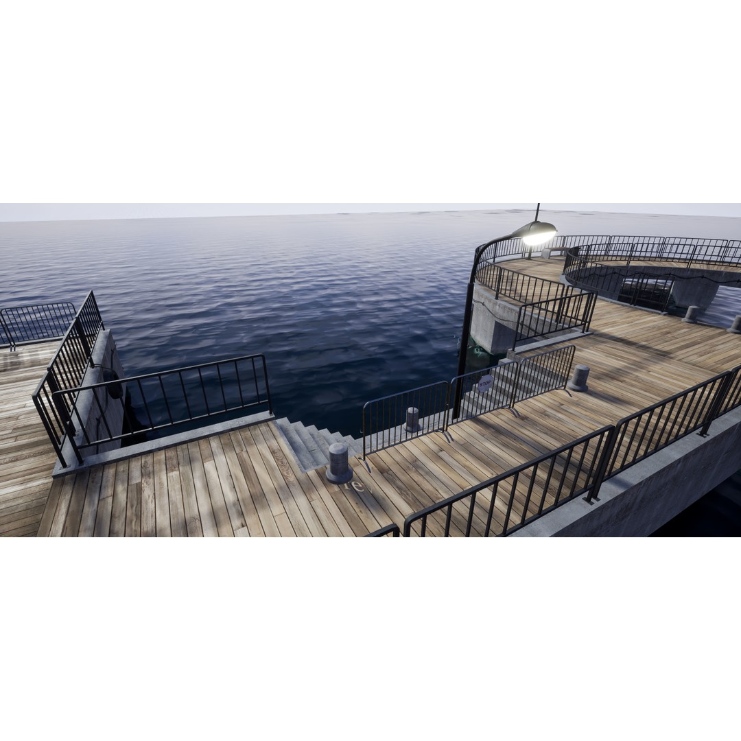 Concrete Pier 3D Model – Low Poly Bridge Asset for Marina, FBX - View 13