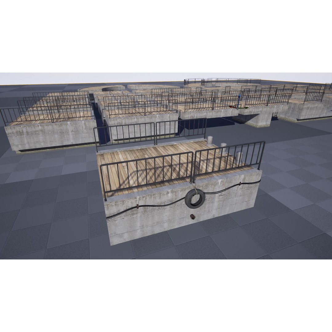 Concrete Pier 3D Model – Low Poly Bridge Asset for Marina, FBX - View 15