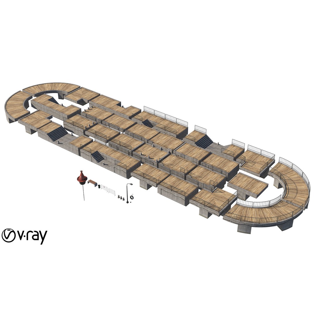 Concrete Pier 3D Model – Low Poly Bridge Asset for Marina, FBX - View 17